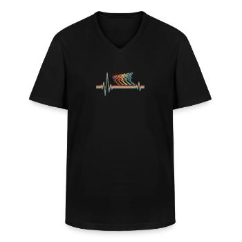 Skifahren Apres Ski Ekg Heartbeat - Männer-T-Shirt mit V-Ausschnitt - Schwarz - Vorne - AI Model Male 178 dark (178cm)