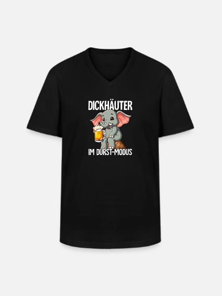 Elefant Bier - Männer-T-Shirt mit V-Ausschnitt - Schwarz