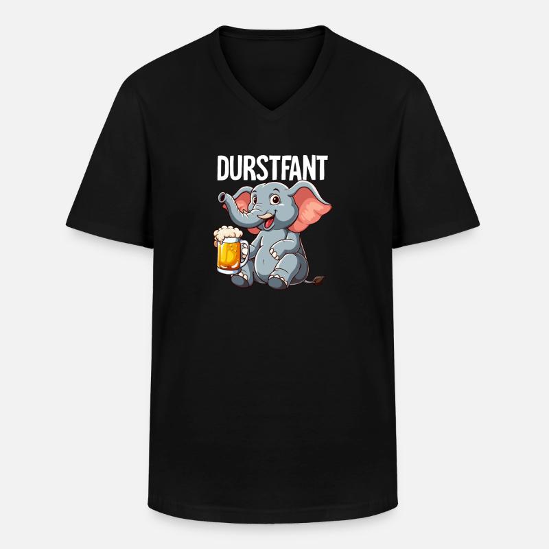 Durstfant Elefant Bier - Männer-T-Shirt mit V-Ausschnitt - Schwarz