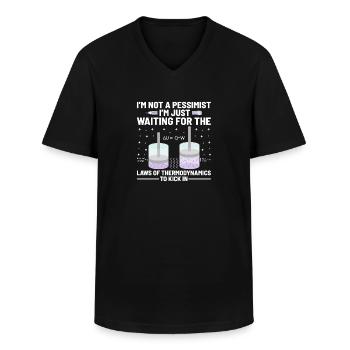 Professeur de sciences Professeur d’école Biologie Chimie P - T-shirt col V Homme - noir - Devant - AI Model Male 178 dark (178cm)
