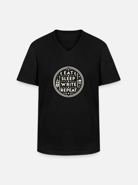 Eat Sleep Write Repeat 7 - Men's V-Neck T-Shirt - black