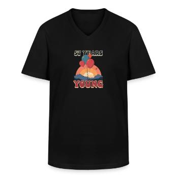 57th Birthday 57 Years Young - Men's V-Neck T-Shirt - black - Front - AI Model Male 178 dark (178cm)