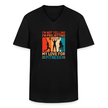 Professeur d’éducation physique Professeurs d’éducation physique École Spor - T-shirt col V Homme - noir - Devant - AI Model Male 178 dark (178cm)