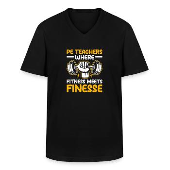 Professeur d’éducation physique Professeurs d’éducation physique École Spor - T-shirt col V Homme - noir - Devant - AI Model Male 178 dark (178cm)
