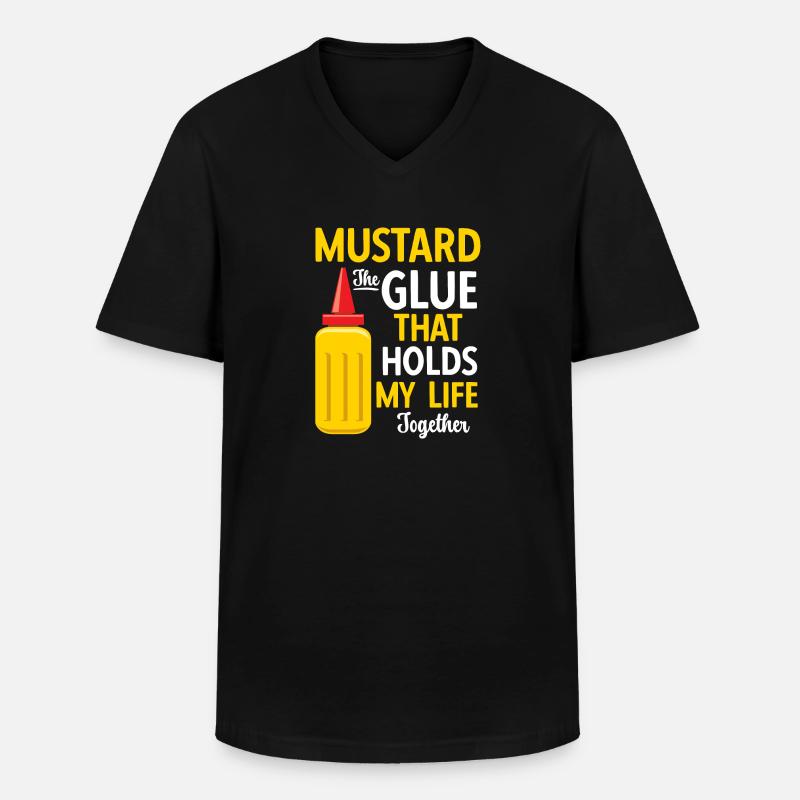 Senf Mustard - Männer-T-Shirt mit V-Ausschnitt - Schwarz