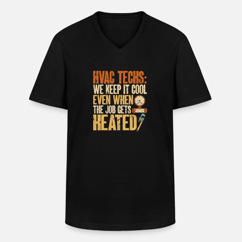 Chauffage, Climatisation, Ventilation, Technicien - T-shirt col V Homme - noir