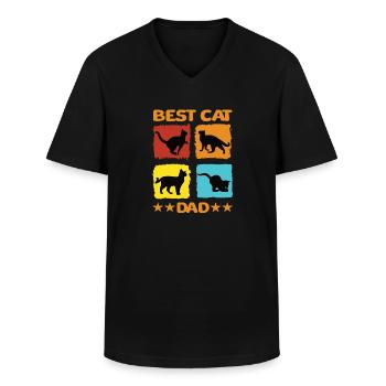 Best Cat Dad - Männer-T-Shirt mit V-Ausschnitt - Schwarz - Vorne - AI Model Male 178 dark (178cm)