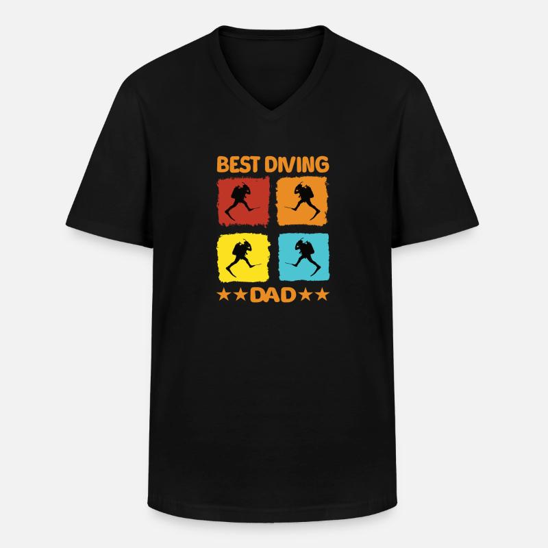 Best Diving Dad - Männer-T-Shirt mit V-Ausschnitt - Schwarz