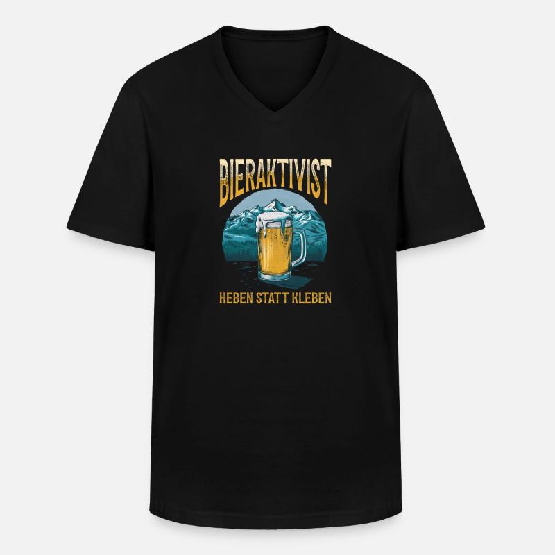 Bieraktivist Heben statt Kleben – Partyspaß - Männer-T-Shirt mit V-Ausschnitt - Schwarz