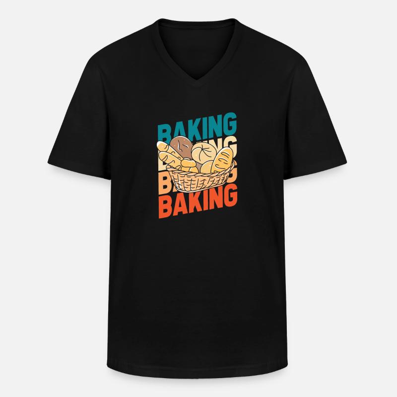 Backen Bäcker Bäckerei - Männer-T-Shirt mit V-Ausschnitt - Schwarz