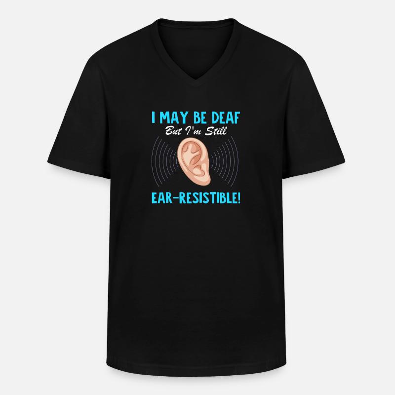 Deaf Pride Gebärdensprache - Männer-T-Shirt mit V-Ausschnitt - Schwarz