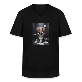Elefant Toilette Zeitung lesen Geschenk - Männer-T-Shirt mit V-Ausschnitt - Schwarz - Vorne - AI Model Male 178 dark (178cm)