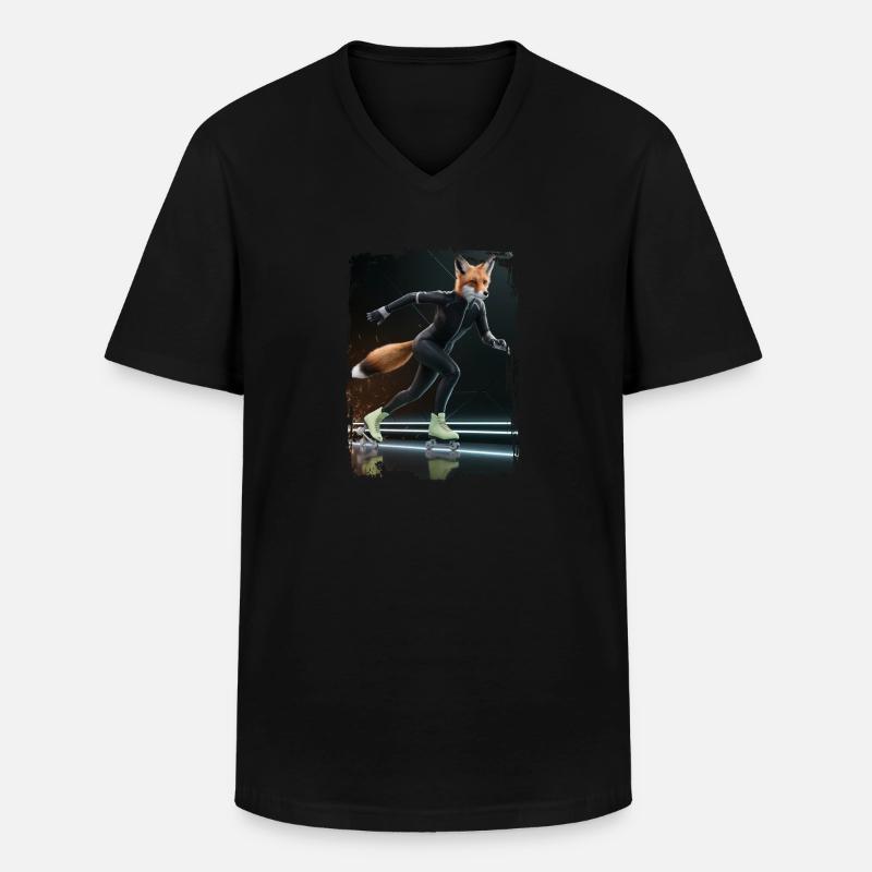 Fuchs Skating Geschenk - Männer-T-Shirt mit V-Ausschnitt - Schwarz