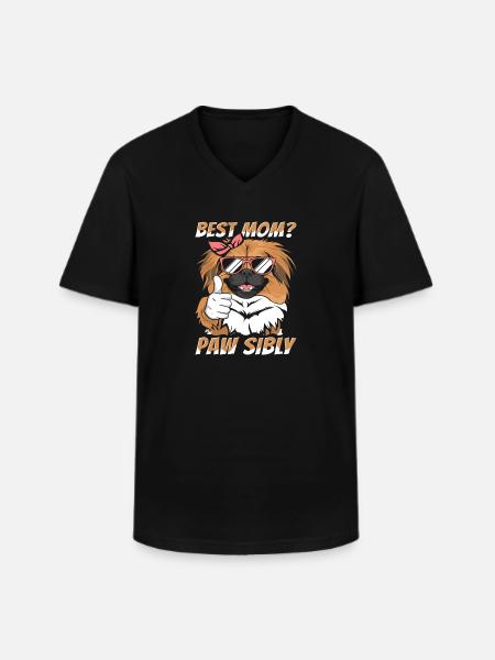 Pekingese Mutter Best Mom Pawsibly - Men's V-Neck T-Shirt - black
