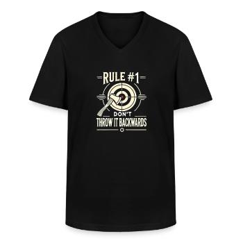 Regel Nr. 1: Wirf es nicht nach hinten - Männer-T-Shirt mit V-Ausschnitt - Schwarz - Vorne - AI Model Male 178 dark (178cm)