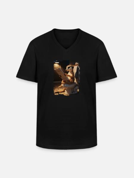 Erdmännchen-Toilette Geschenk - Männer-T-Shirt mit V-Ausschnitt - Schwarz