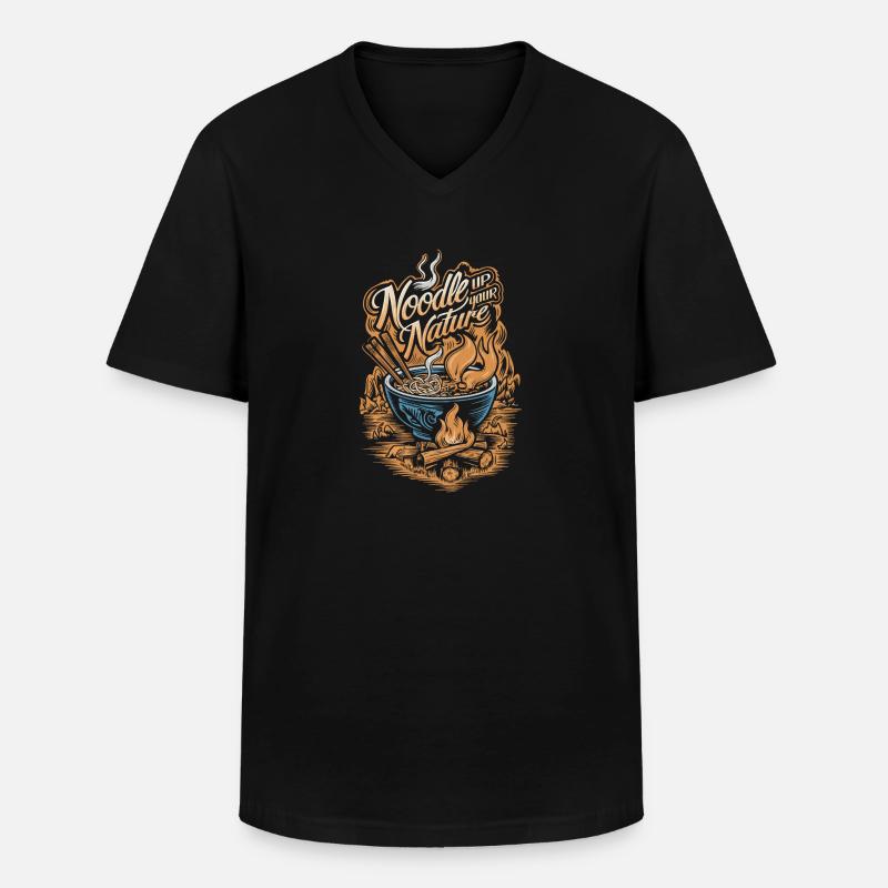 Camping Ramen Lovers - Männer-T-Shirt mit V-Ausschnitt - Schwarz