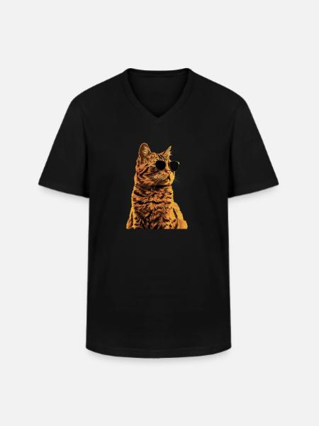 Sonnenbrille mit Somali-Katze Geschenk - Männer-T-Shirt mit V-Ausschnitt - Schwarz