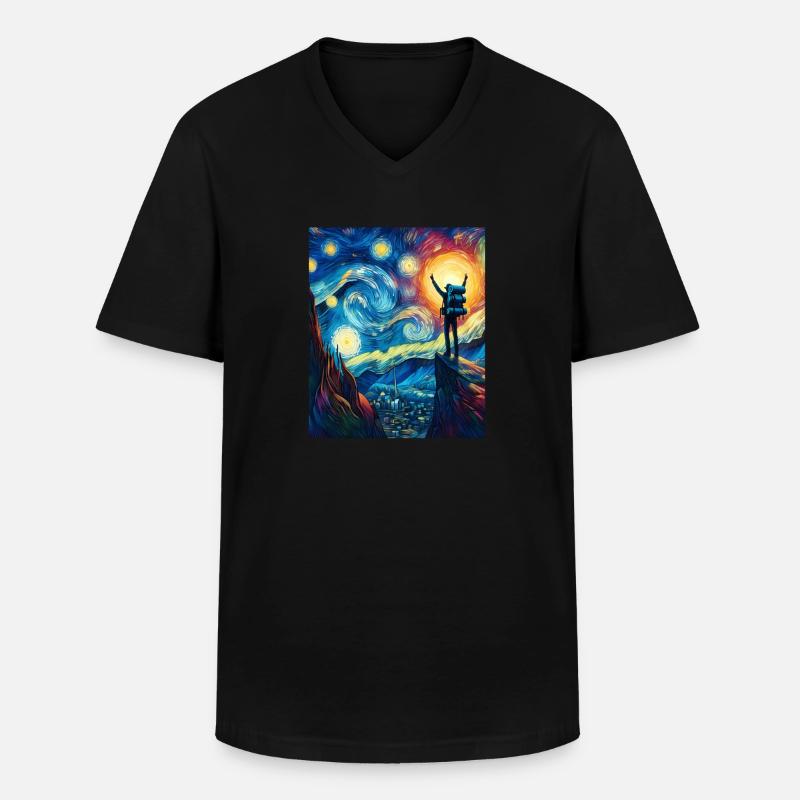 Backpacker Backpacking Camping Wandern Sternennach - Männer-T-Shirt mit V-Ausschnitt - Schwarz