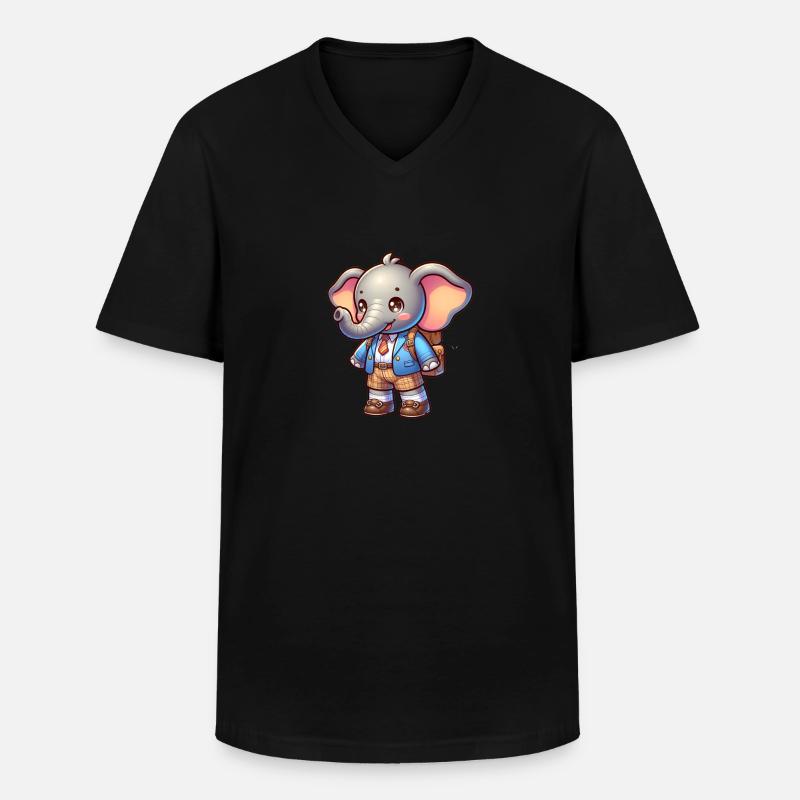 Cute Schoolboy Elephant - Männer-T-Shirt mit V-Ausschnitt - Schwarz