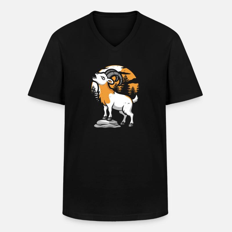 Ziege Moon Howling - Männer-T-Shirt mit V-Ausschnitt - Schwarz