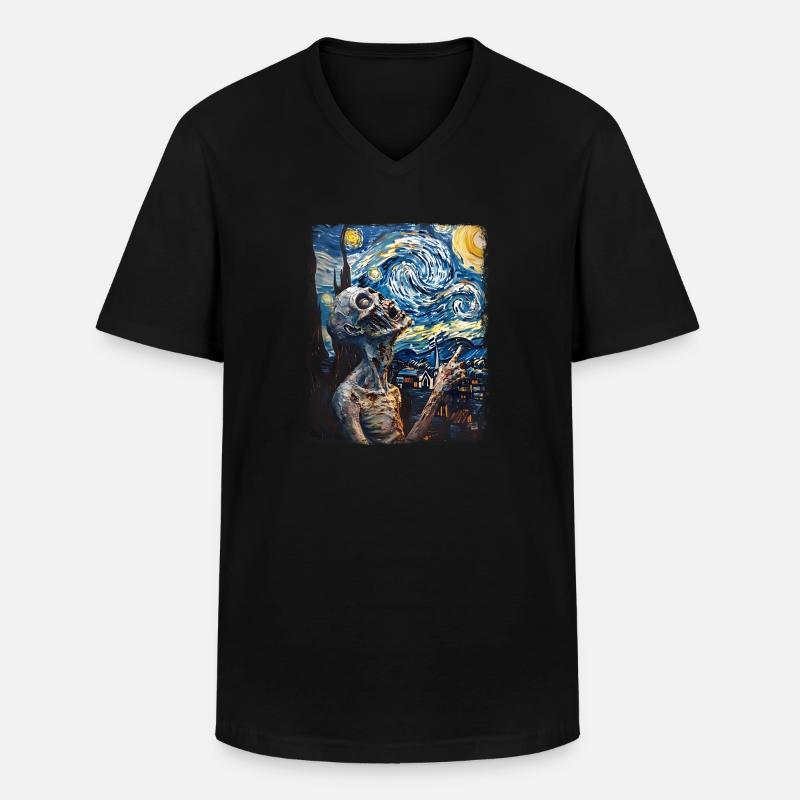 Zombie-Sternennacht-Gemälde - Männer-T-Shirt mit V-Ausschnitt - Schwarz