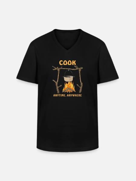 FIRE PIT COOK ANYTIME, ANYWHERE - Men's V-Neck T-Shirt - black