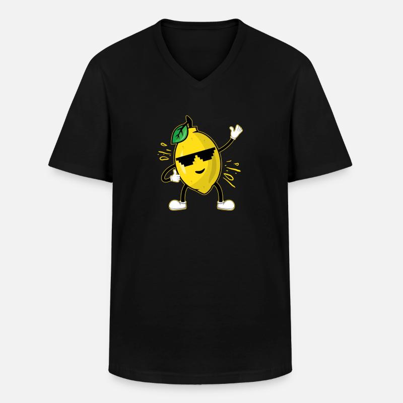 Zitrone - Männer-T-Shirt mit V-Ausschnitt - Schwarz