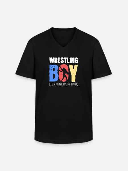 Ringender Junge - Männer-T-Shirt mit V-Ausschnitt - Schwarz