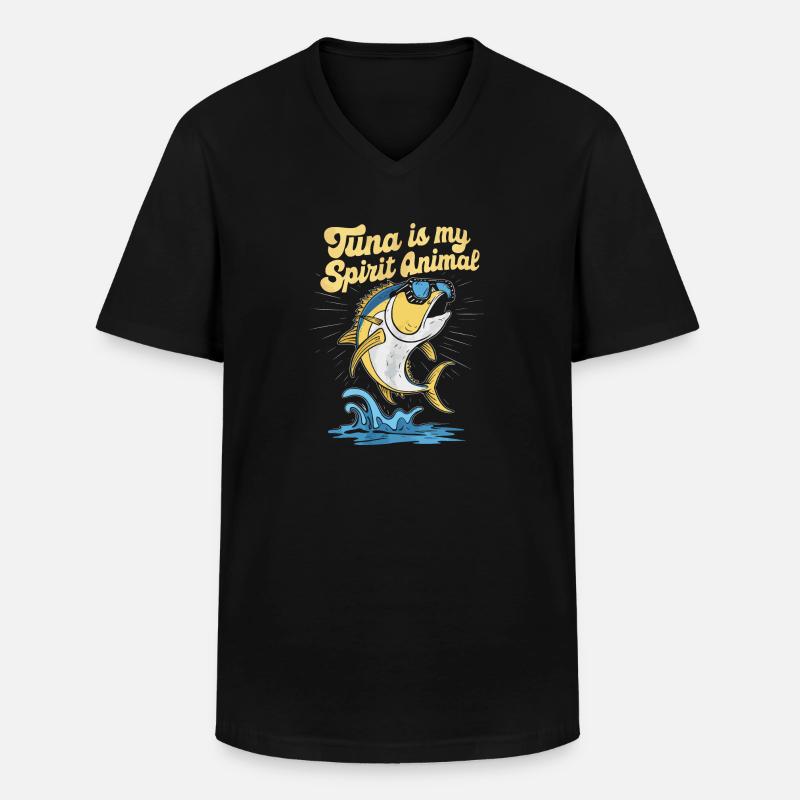 Thunfisch - Männer-T-Shirt mit V-Ausschnitt - Schwarz