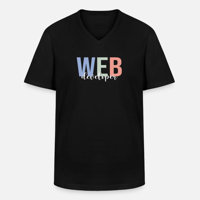Développeur Web Codage Programmeur Programmation - T-shirt col V Homme - noir