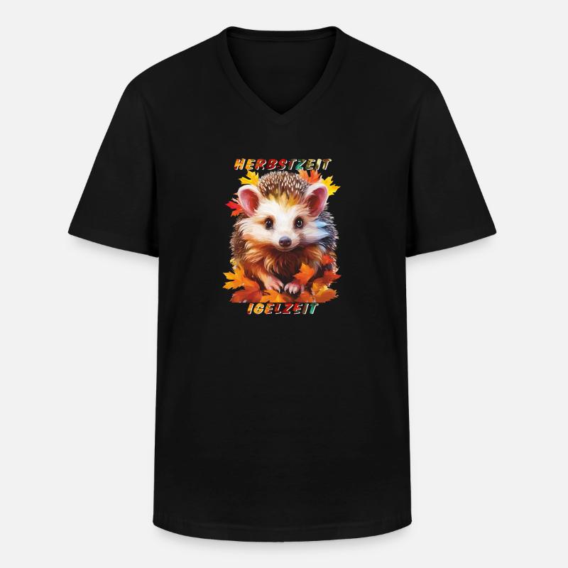 IGEL HERBSTZEIT IGELZEIT - Männer-T-Shirt mit V-Ausschnitt - Schwarz