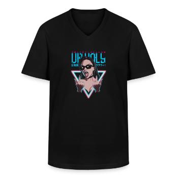 Provocative and expressive – rebellious fashion - Men's V-Neck T-Shirt - black - Front - AI Model Male 178 dark (178cm)