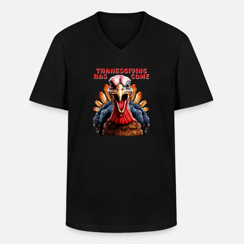 TRUTHAHN THANKSGIVING HAS COME - Männer-T-Shirt mit V-Ausschnitt - Schwarz