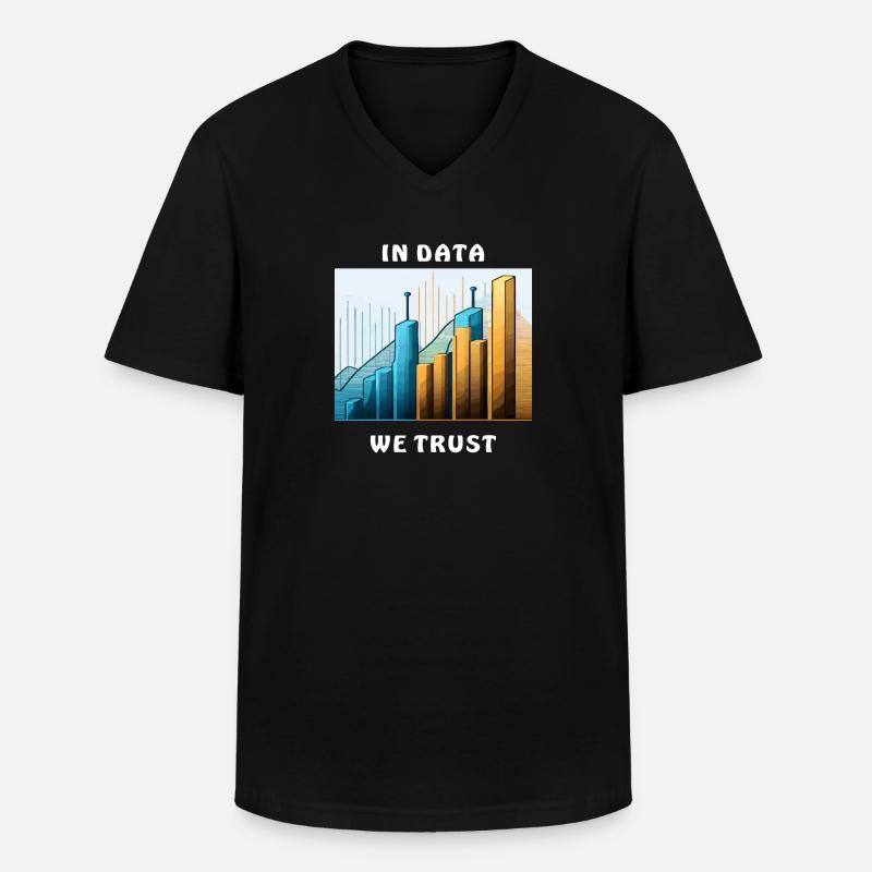 IN DATA WE TRUST - Männer-T-Shirt mit V-Ausschnitt - Schwarz