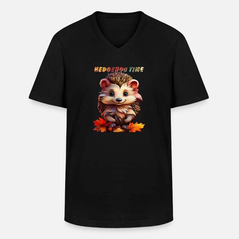 HEDGEHOG TIME - Männer-T-Shirt mit V-Ausschnitt - Schwarz