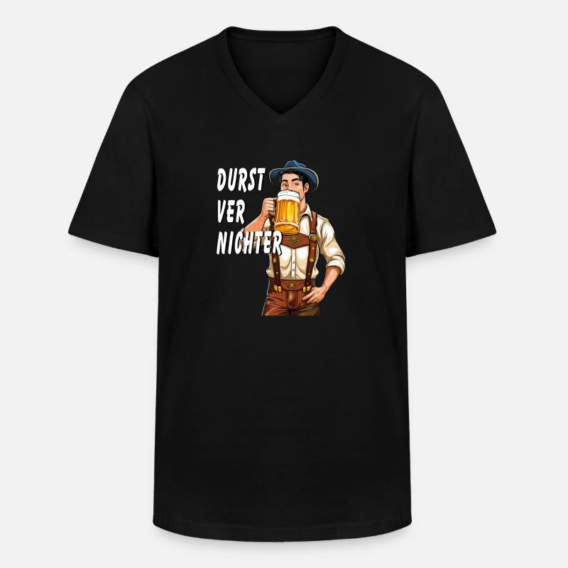 MANN Bier - Männer-T-Shirt mit V-Ausschnitt - Schwarz