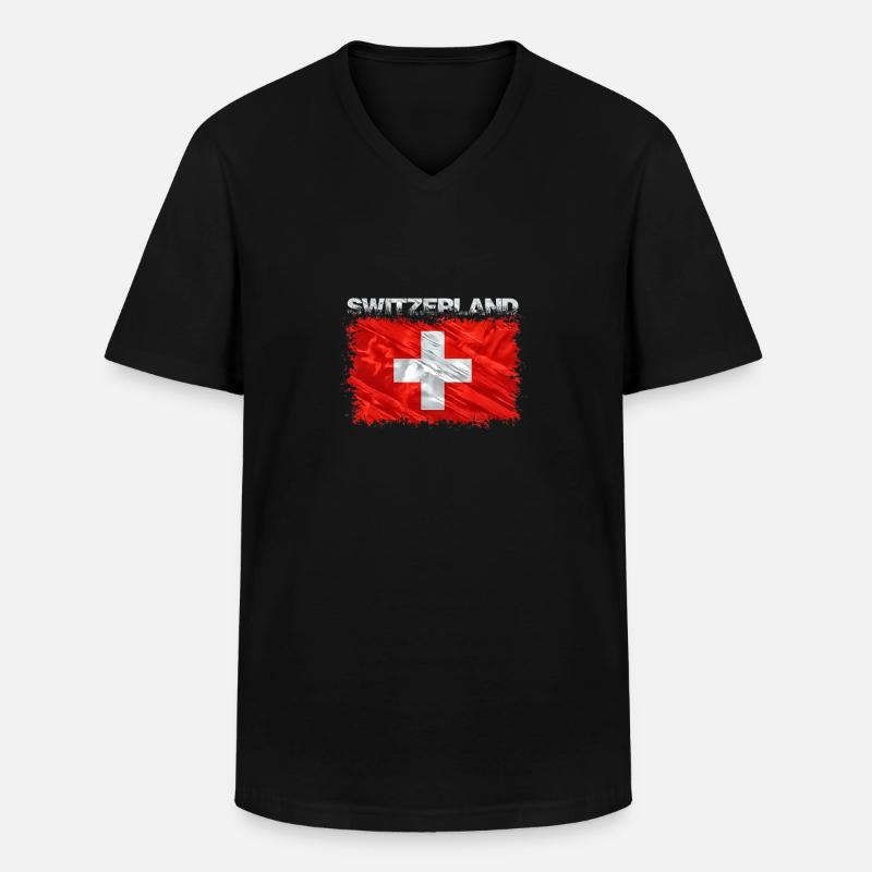 Schweiz - Männer-T-Shirt mit V-Ausschnitt - Schwarz