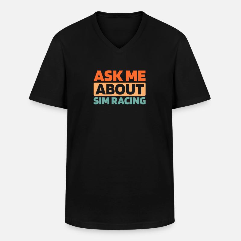 Sim Racing - Männer-T-Shirt mit V-Ausschnitt - Schwarz