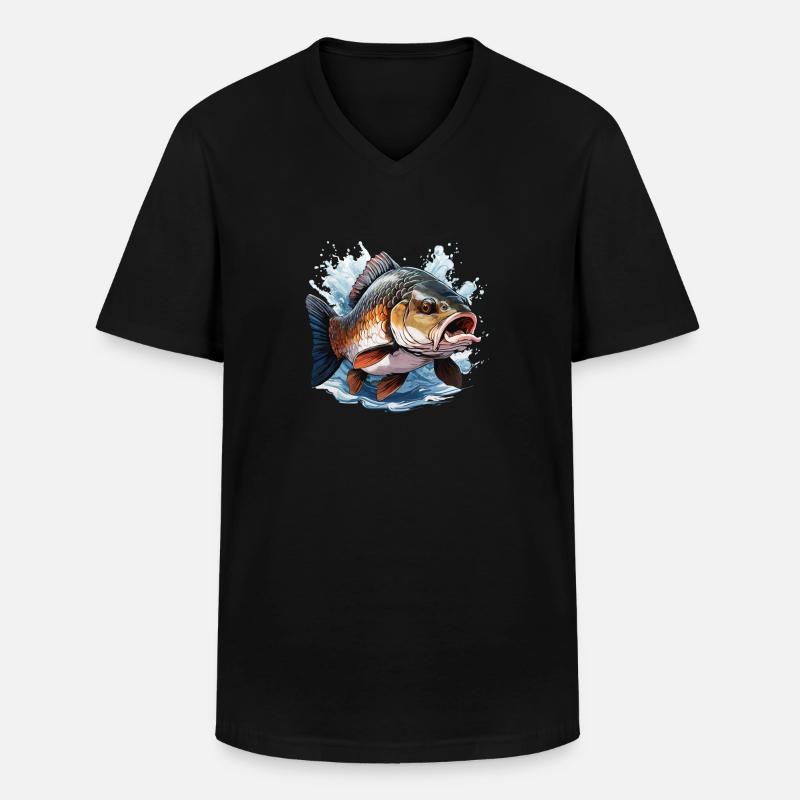 KARPFEN - Männer-T-Shirt mit V-Ausschnitt - Schwarz