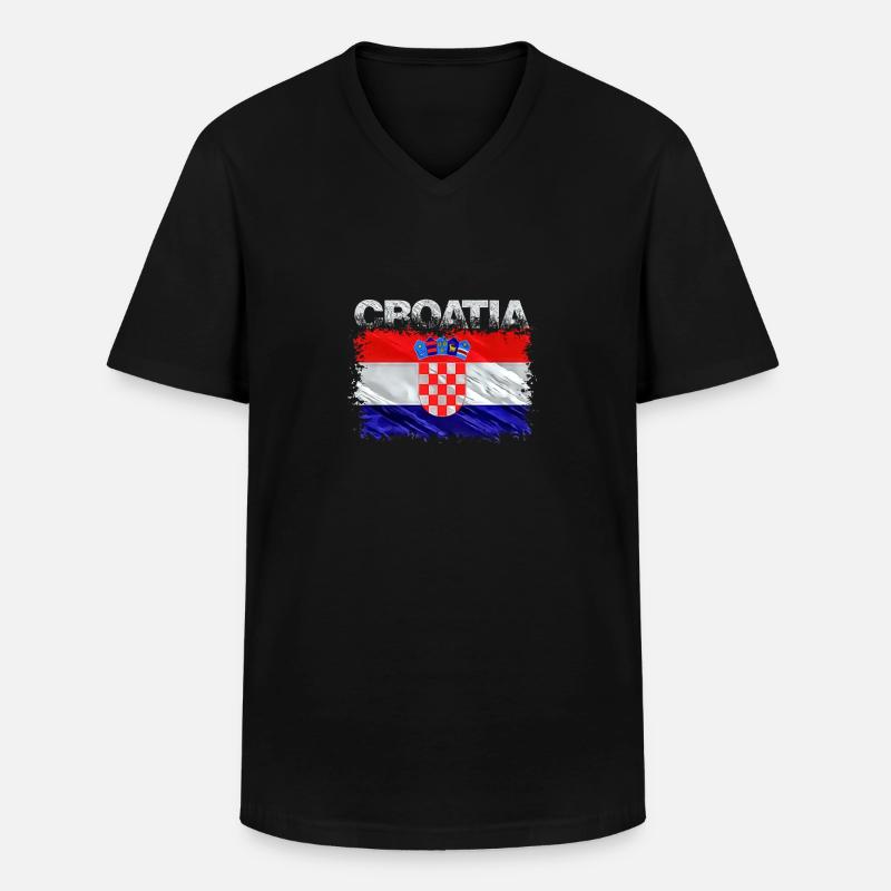 Kroatien - Männer-T-Shirt mit V-Ausschnitt - Schwarz