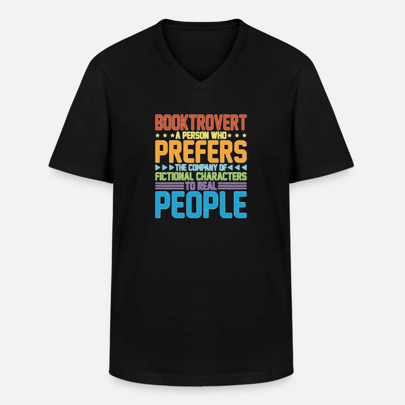 Booktrovert Definition Description 30 - Männer-T-Shirt mit V-Ausschnitt - Schwarz