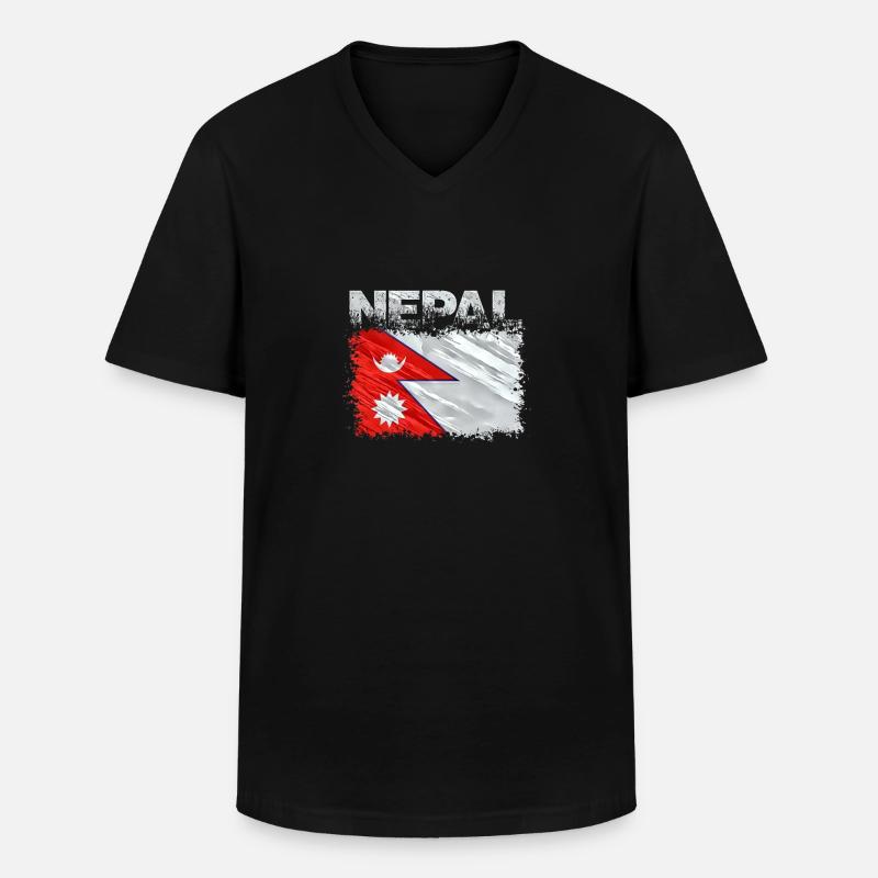 Nepal - Männer-T-Shirt mit V-Ausschnitt - Schwarz