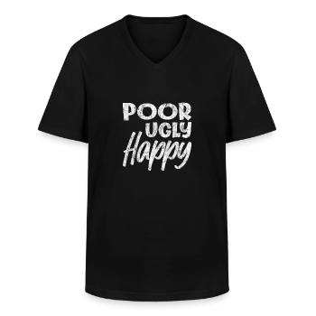 Poor Ugly Happy 3 - Männer-T-Shirt mit V-Ausschnitt - Schwarz - Vorne - AI Model Male 178 dark (178cm)