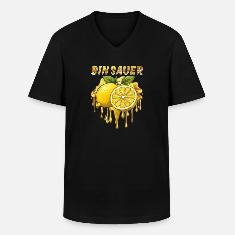 ZITRONE BIN SAUER - Männer-T-Shirt mit V-Ausschnitt - Schwarz