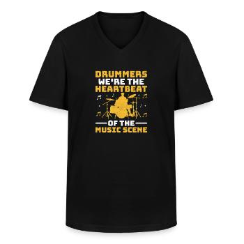 Drummers Wir sind der Herzschlag der Musikszene Dr - Männer-T-Shirt mit V-Ausschnitt - Schwarz - Vorne - AI Model Male 178 dark (178cm)