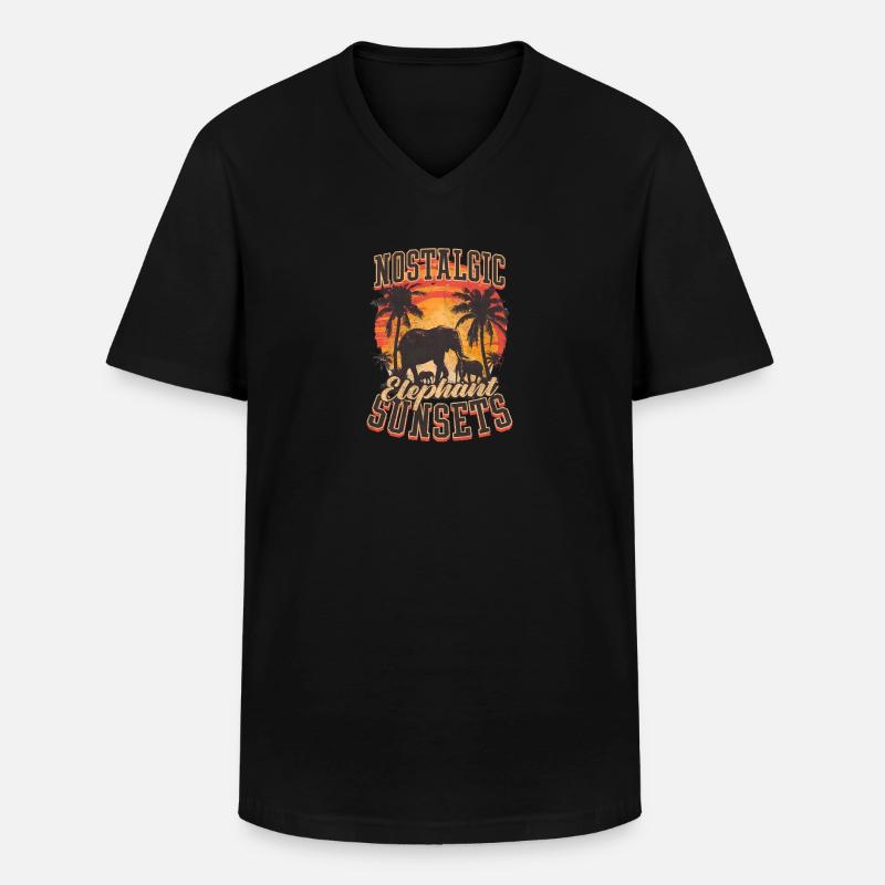 Elefant Nostalgisch Elefant Sonnenuntergänge - Männer-T-Shirt mit V-Ausschnitt - Schwarz