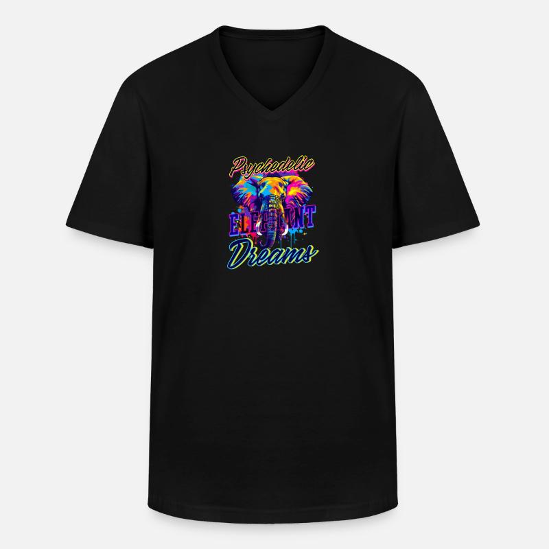Elephant Psychedelic Elephant Dreams - Men's V-Neck T-Shirt - black