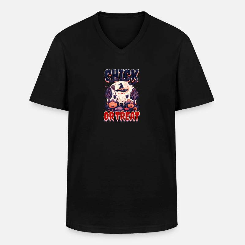 Halloween Huhn Küken oder Leckerli - Männer-T-Shirt mit V-Ausschnitt - Schwarz