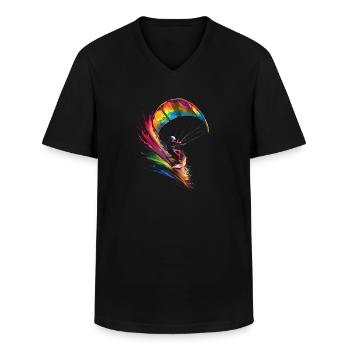 Kitesurfen Kitesurfer Kiteboarding Popart - Männer-T-Shirt mit V-Ausschnitt - Schwarz - Vorne - AI Model Male 178 dark (178cm)